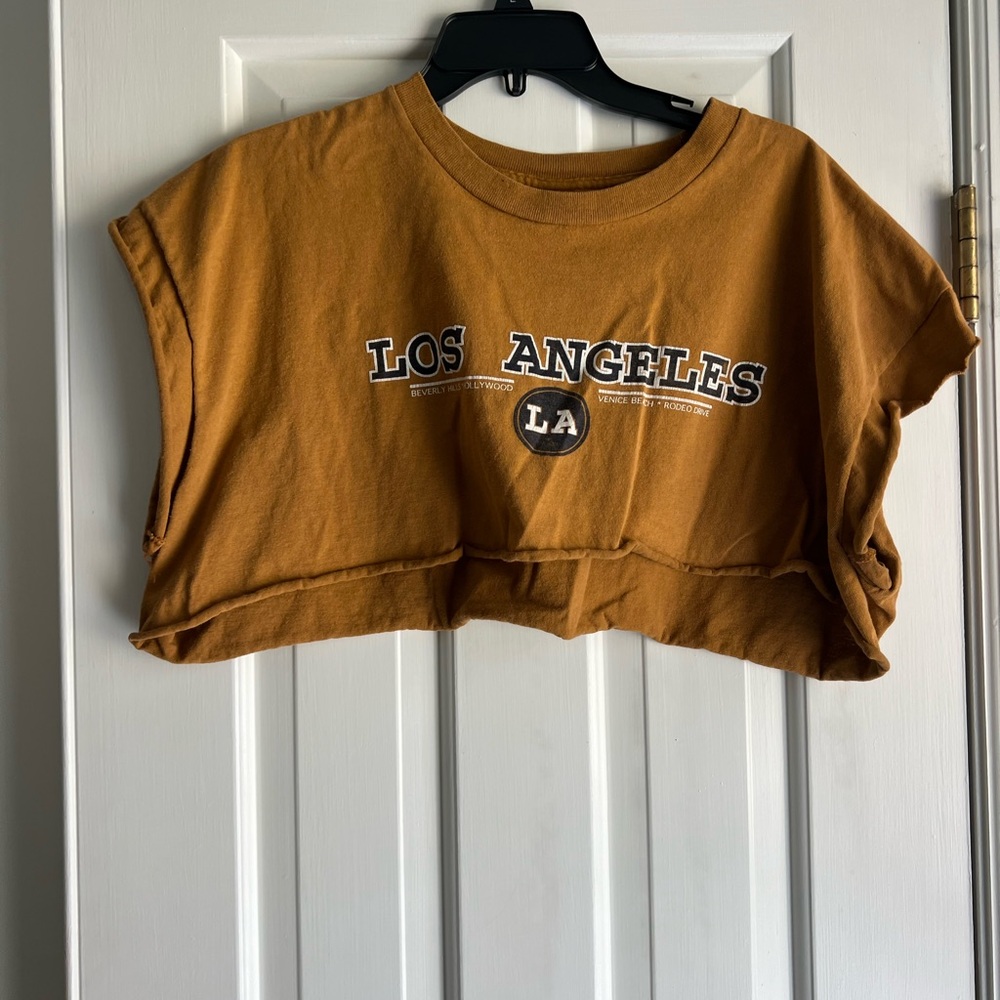 Brown Los Angeles Cropped T-Shirt